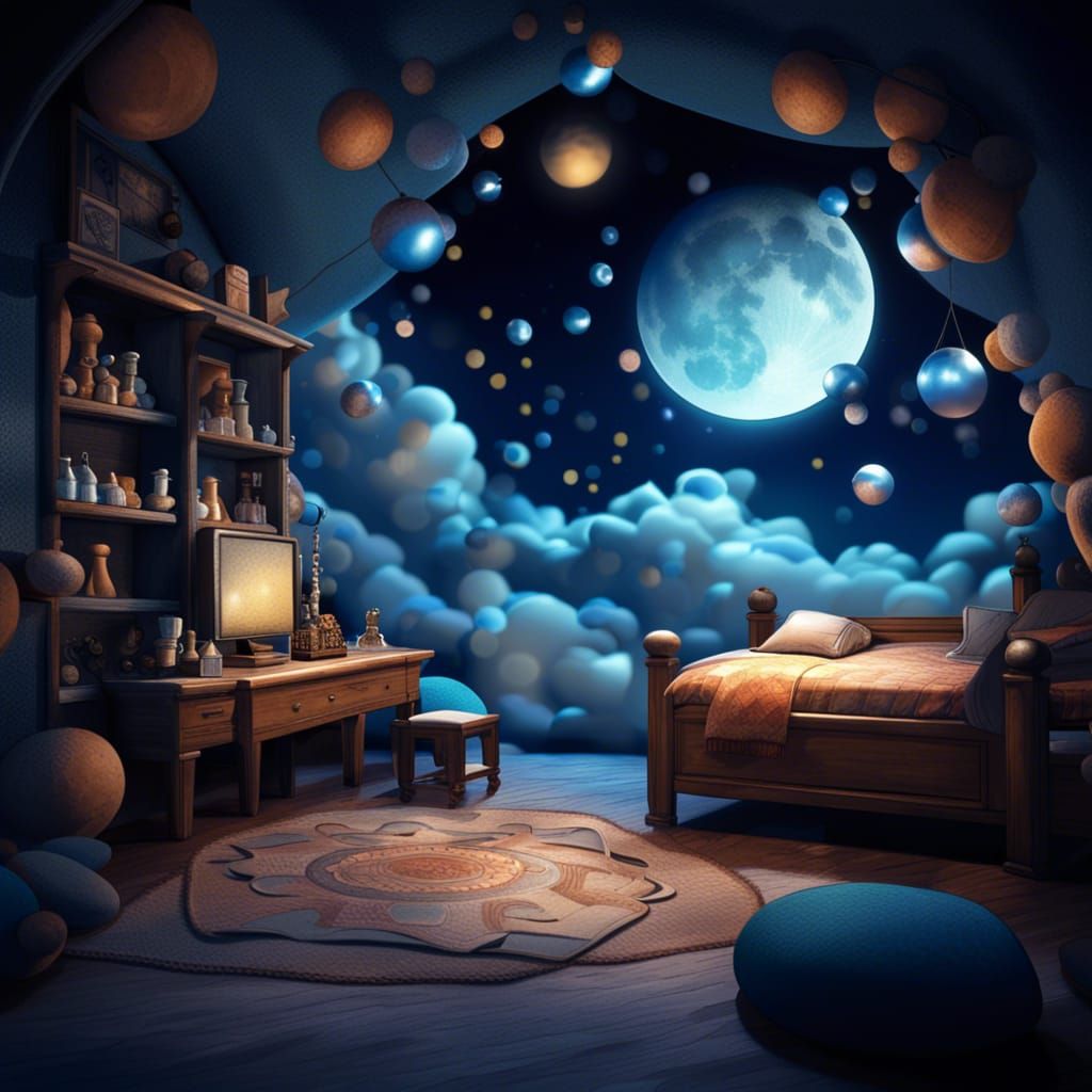 Fantasy bedroom on the moon  by @Dayana