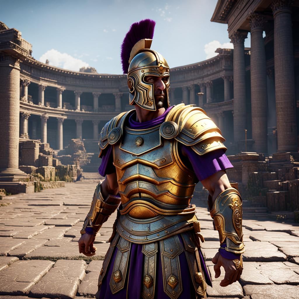 Purple and gold Roman Centurion - AI Generated Artwork - NightCafe Creator