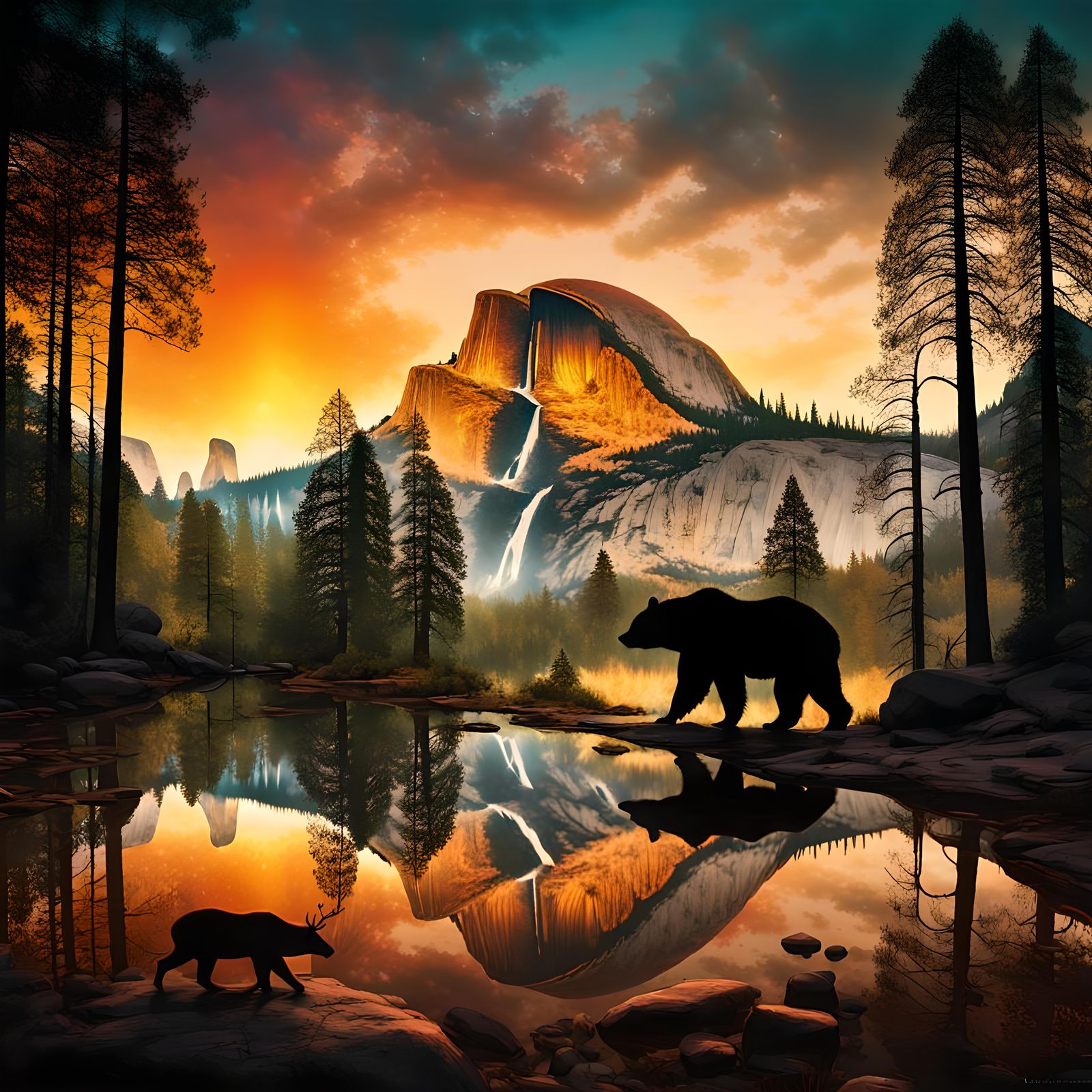 Sun Setting On Half Dome In Yosemite   by @Joe