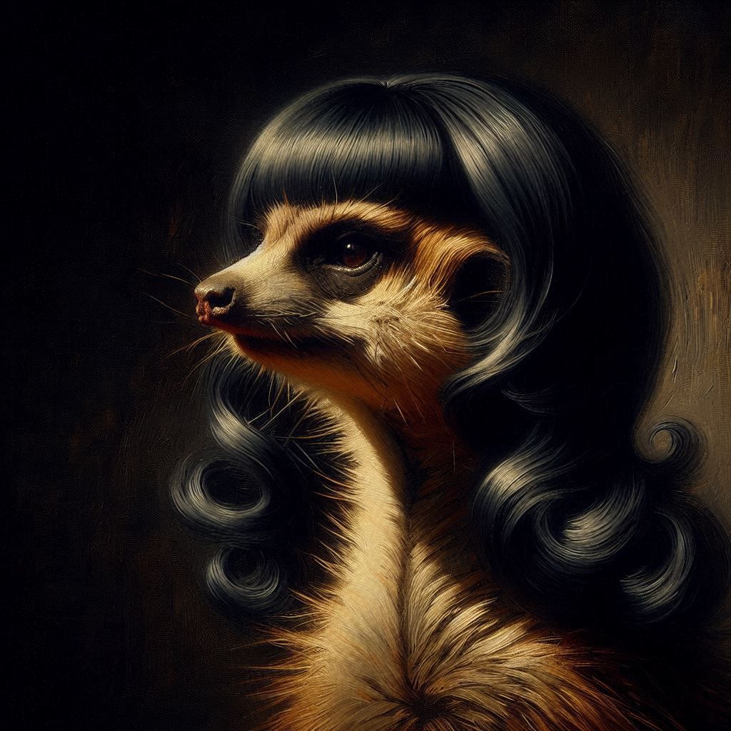 Meerkat With a Bettie Page Wig