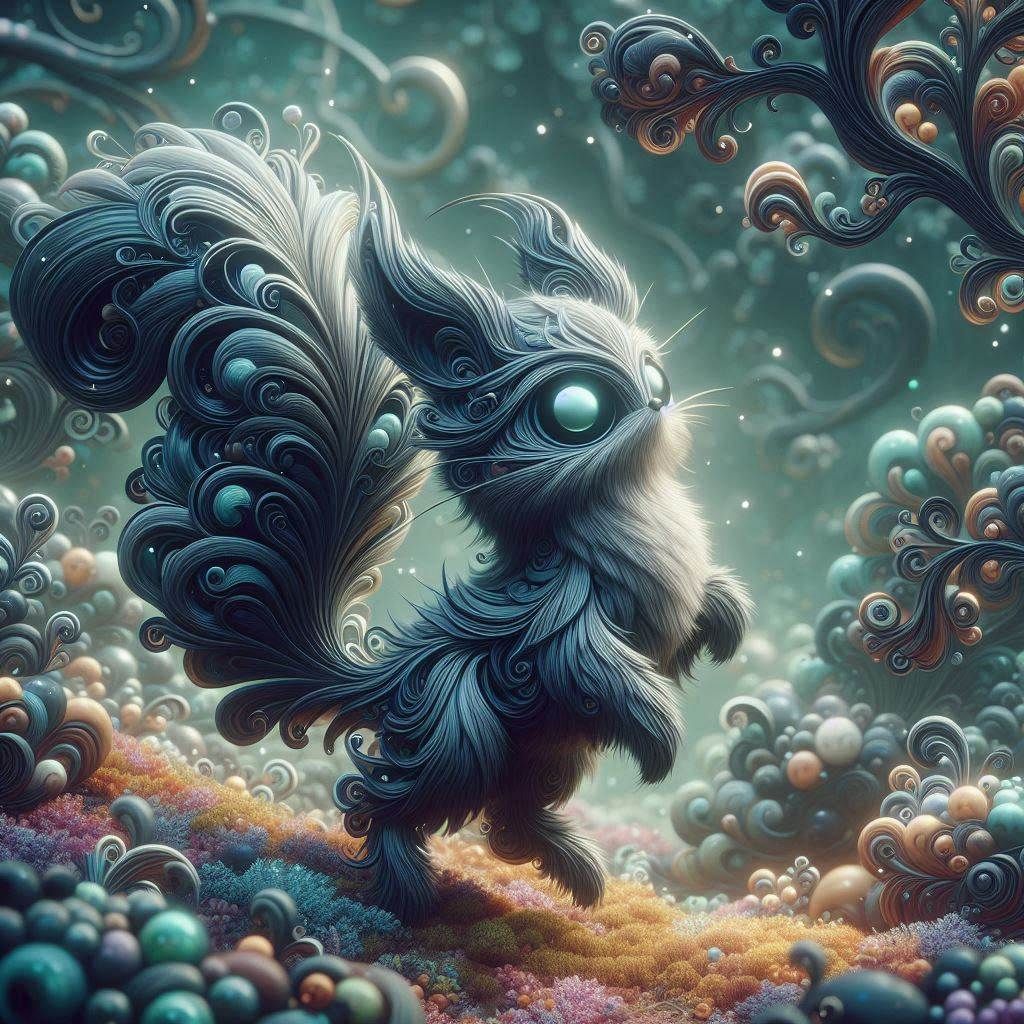 Mystical Metallic Critter in Whimsical Forest