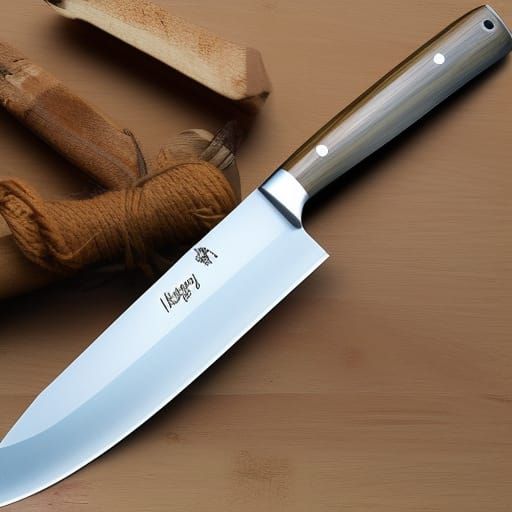 kitchen knife,  wooden handle , steel blade simple worked, s...