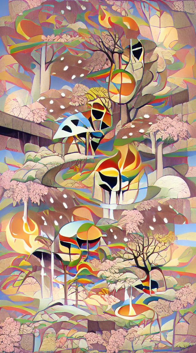 a psychedelic painting of the four seasons in the style of C...