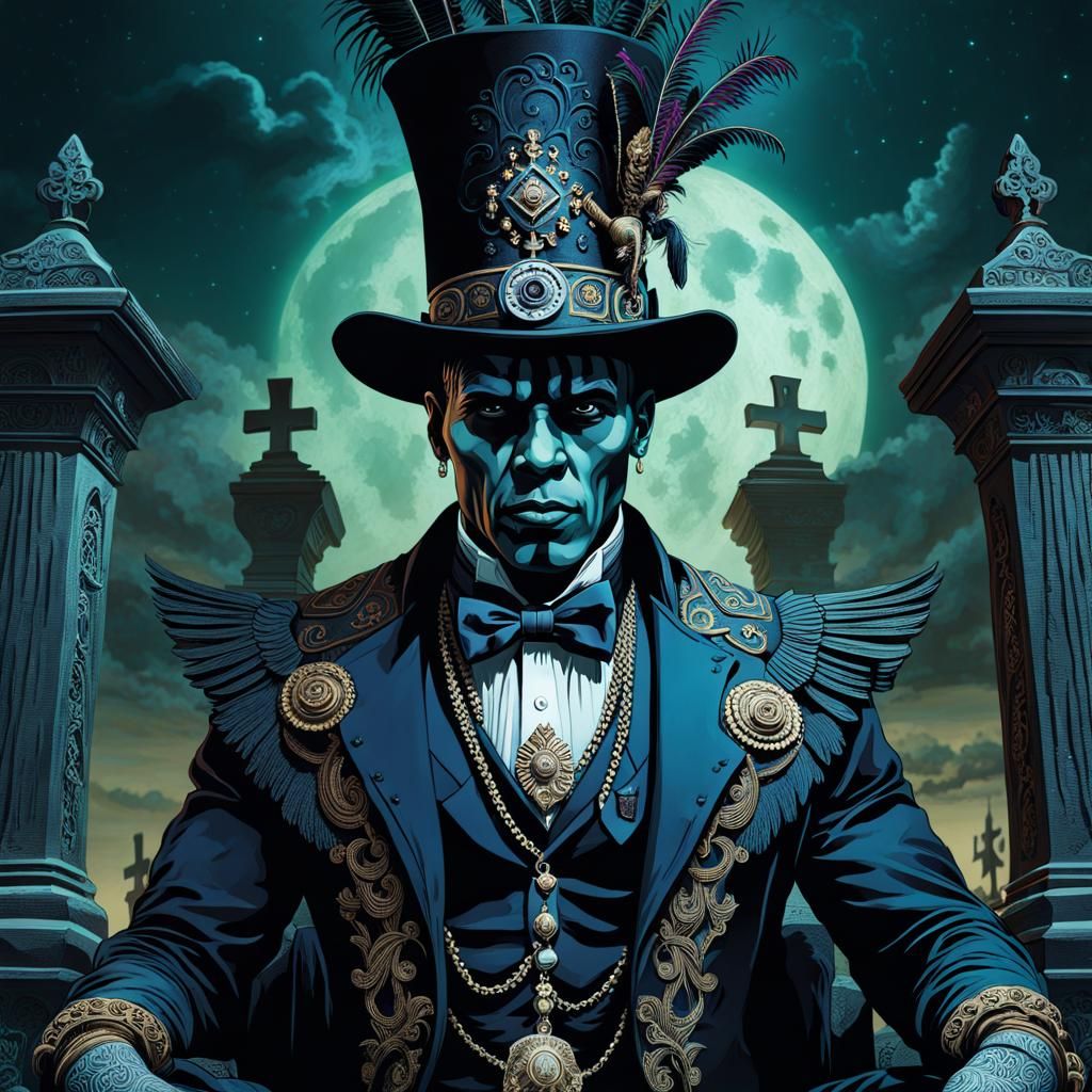 Voodoo Shaman wearing Top Hat in Graveyard - AI Generated Artwork ...