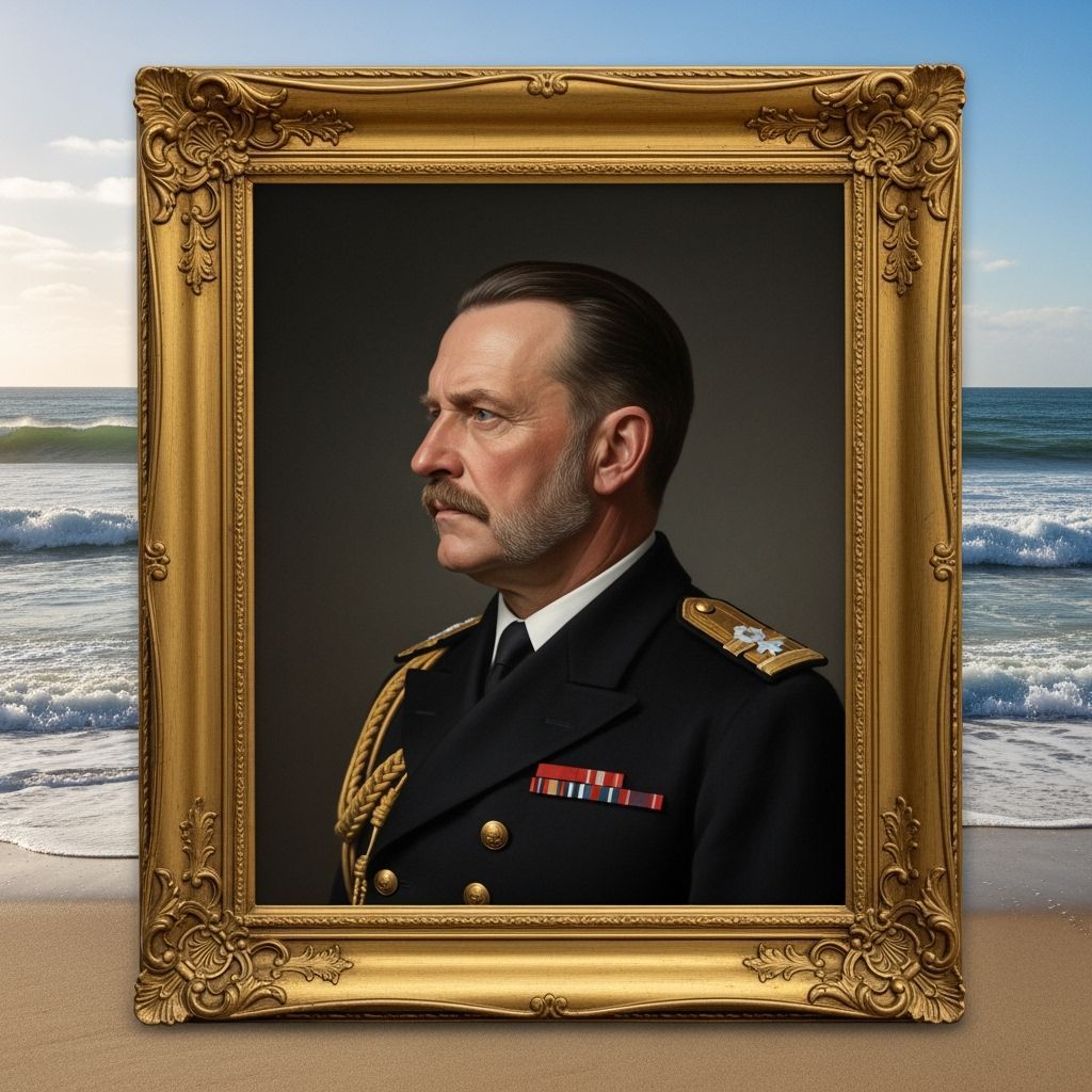 Naval Portrait with Beach Backdrop, Realistic Photography