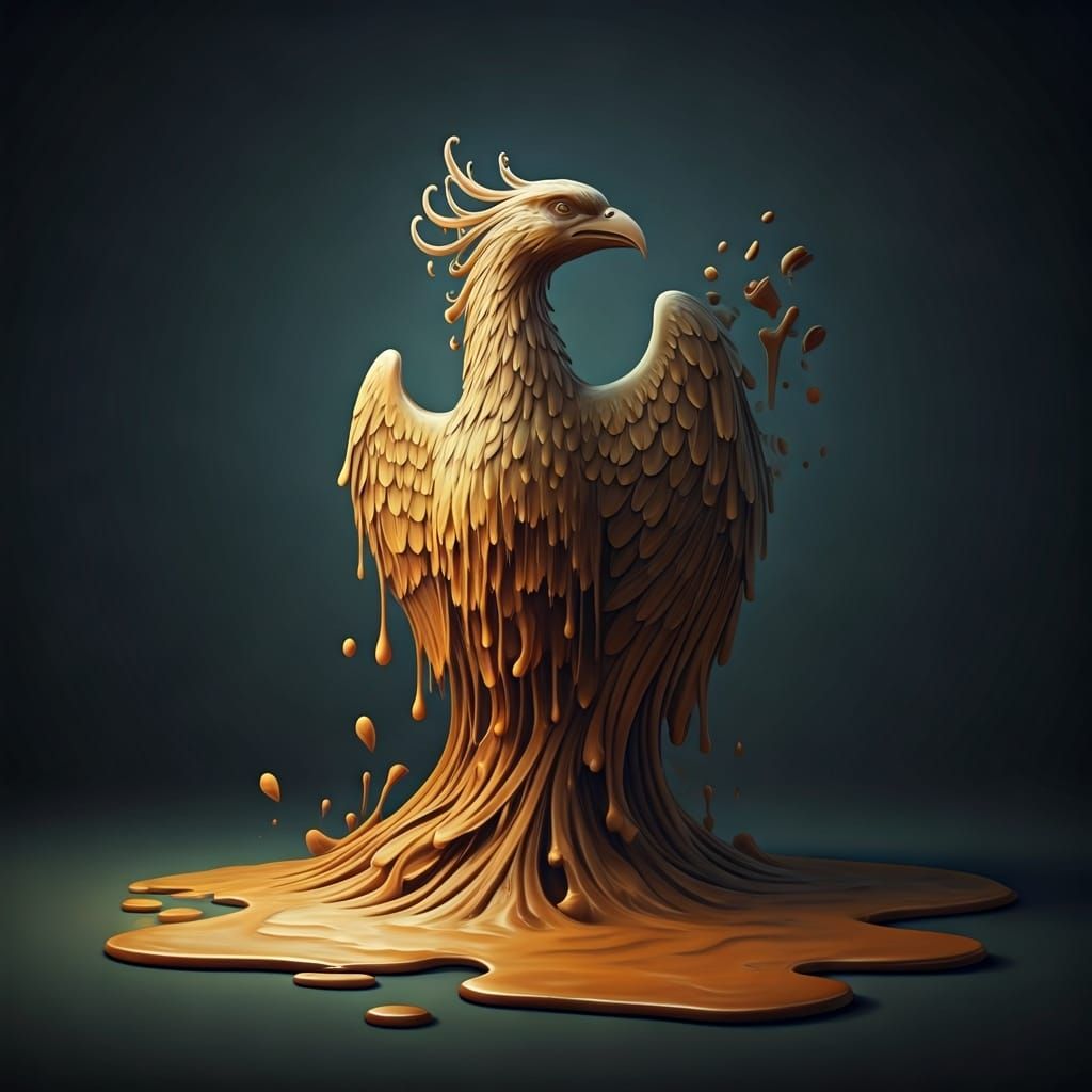 Melting phoenix statue   by @Jadzania