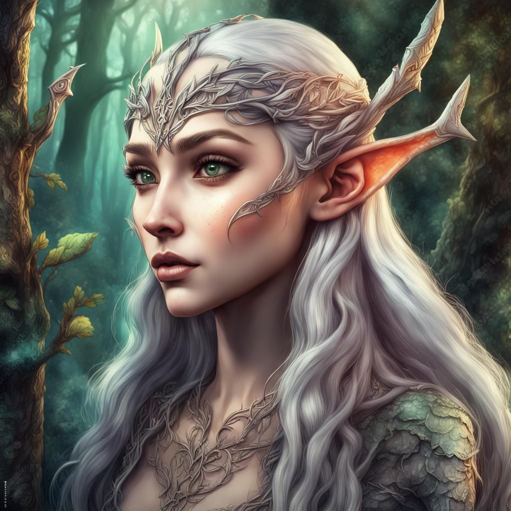 Portrait Elven figures in enchanted woods, - AI Generated Artwork ...