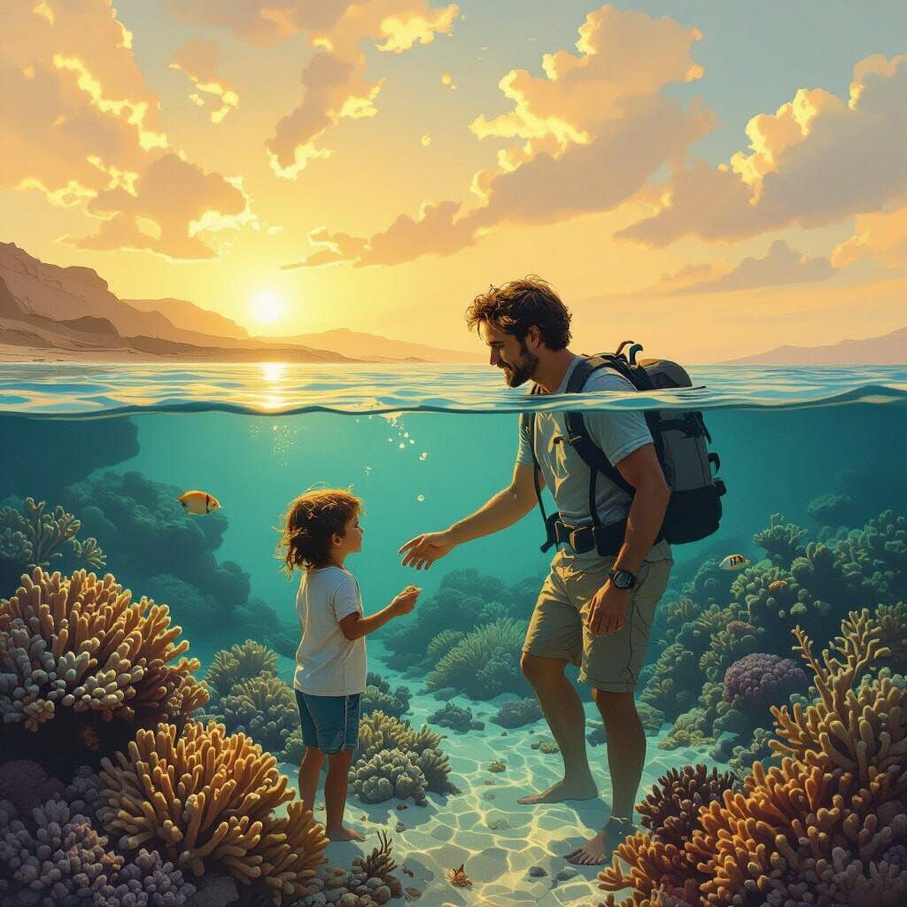 Family's Red Sea Journey in Stalenhag-Inspired Style