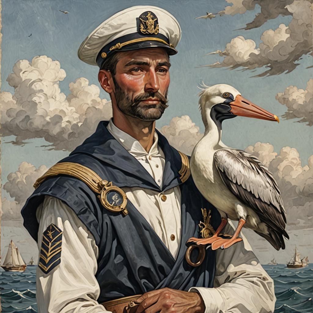 sailor with a pelican