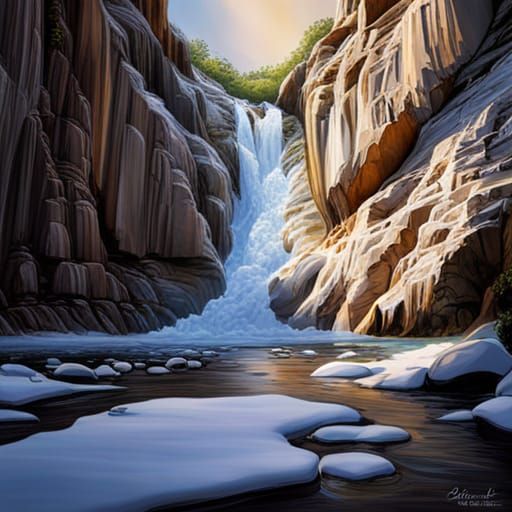 Frozen waterfall