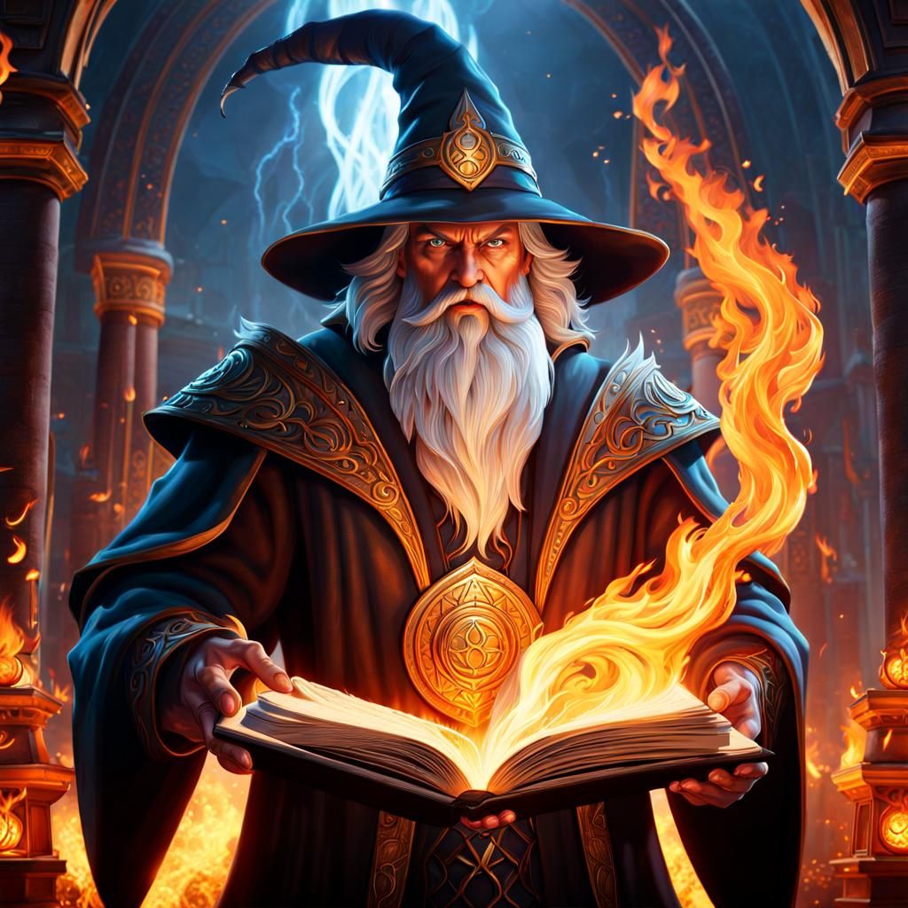 Wizard casting fire spell - AI Generated Artwork - NightCafe Creator