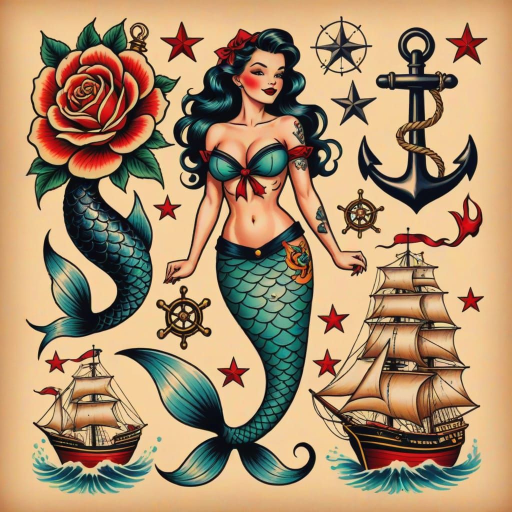Vintage tattoo art  by @Pulp_History 