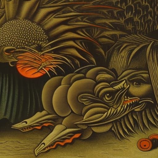A predatory hedgehog drags the body of a noble androgynous v...