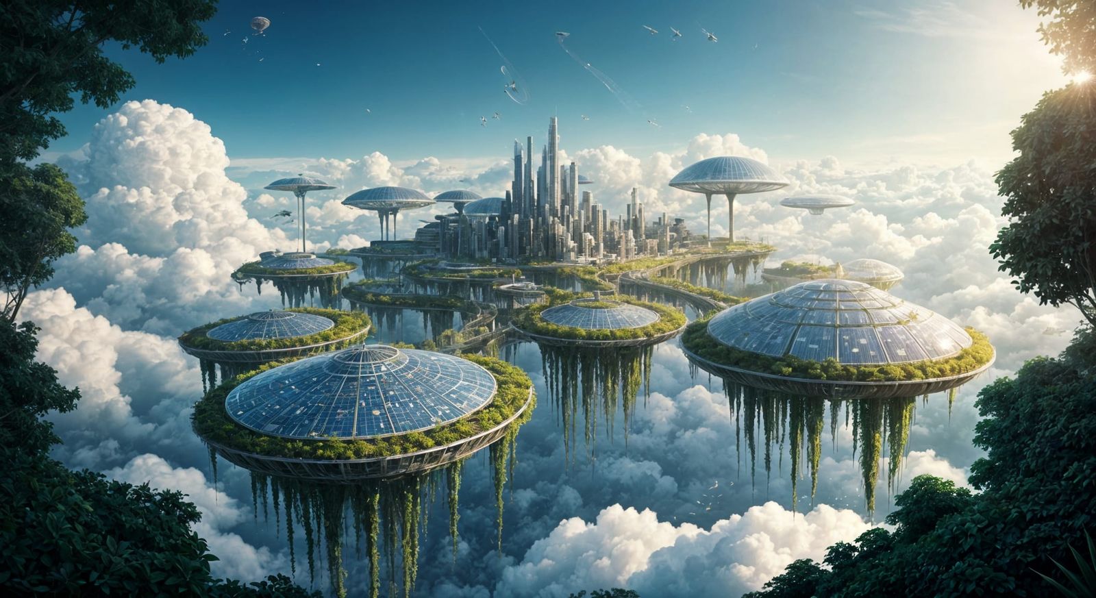 Solarpunk city in the sky.  by @Kernowek