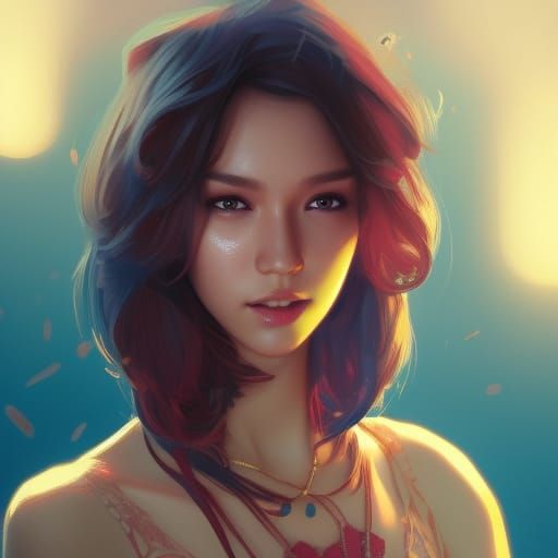 Detailed Portrait of Tikki in Art Nouveau Style