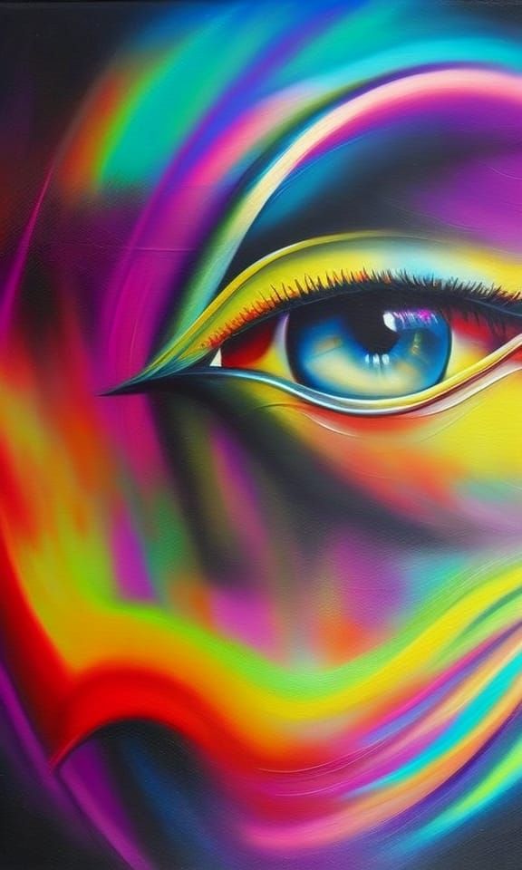 Mysterious eye graffiti art, splash art, street art, spray paint, oil