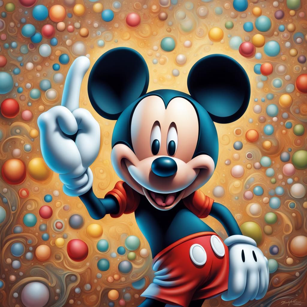 photorealiste : Extreme caricature mickey mouse of  characte...