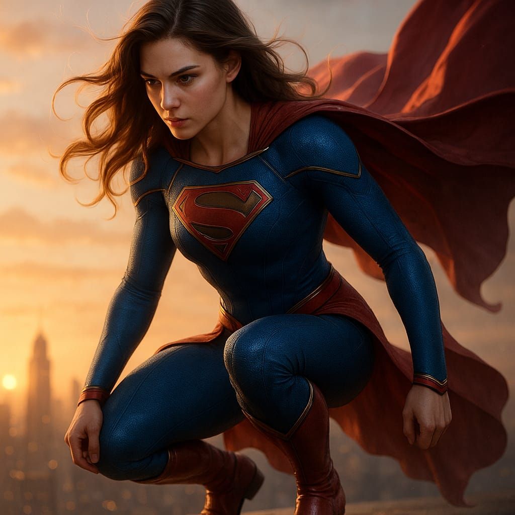 Superheroine rooftop landing (2)