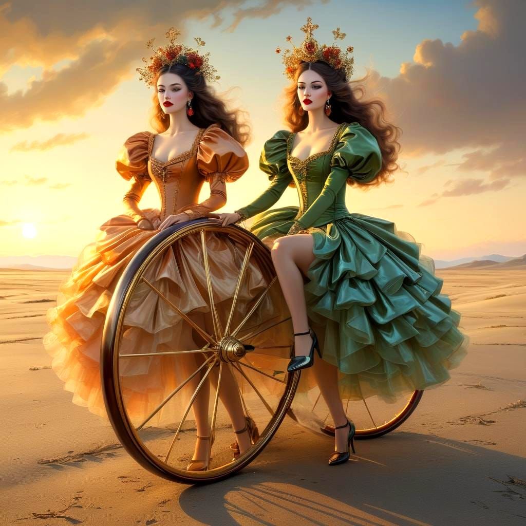 Extravagant Ladies in Surreal Minimalist Landscape