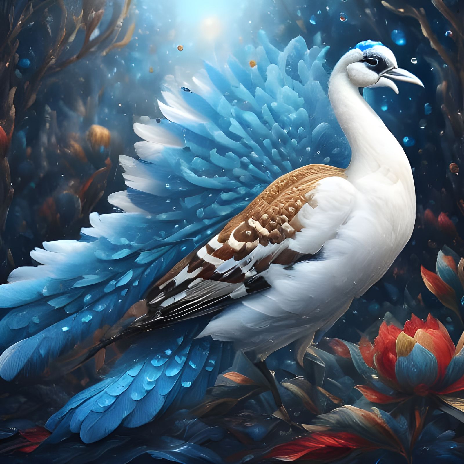Elegant White Peacock Portrait