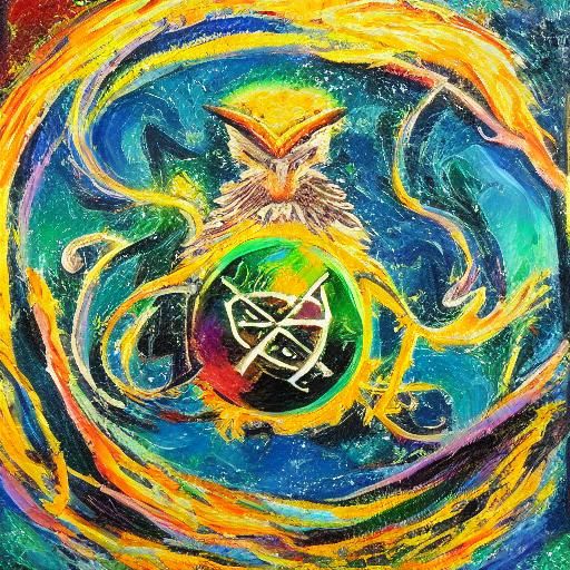 Moonlit Witch Summons Spirits: Neo-Impressionist Oil Paintin...