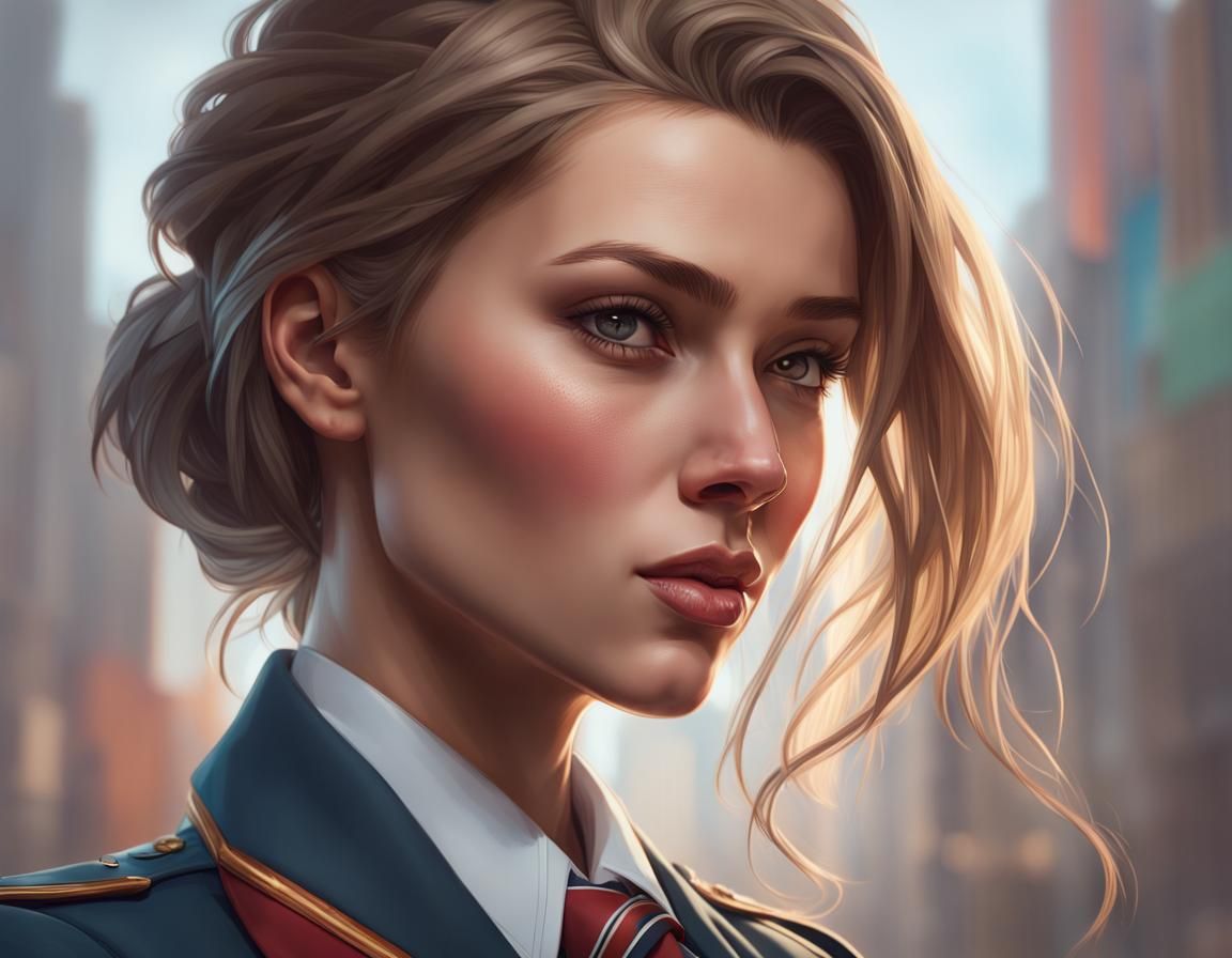 wearing a tie, uniform