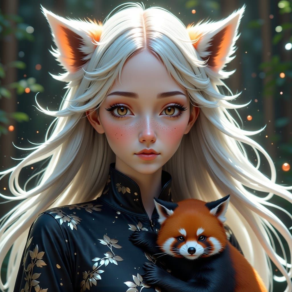 <lora:Anifutronica Fx:1.0>, A stunning, elegant, and refined female elf with pale, translucent skin, she has long, flowing, and lustrous sil...