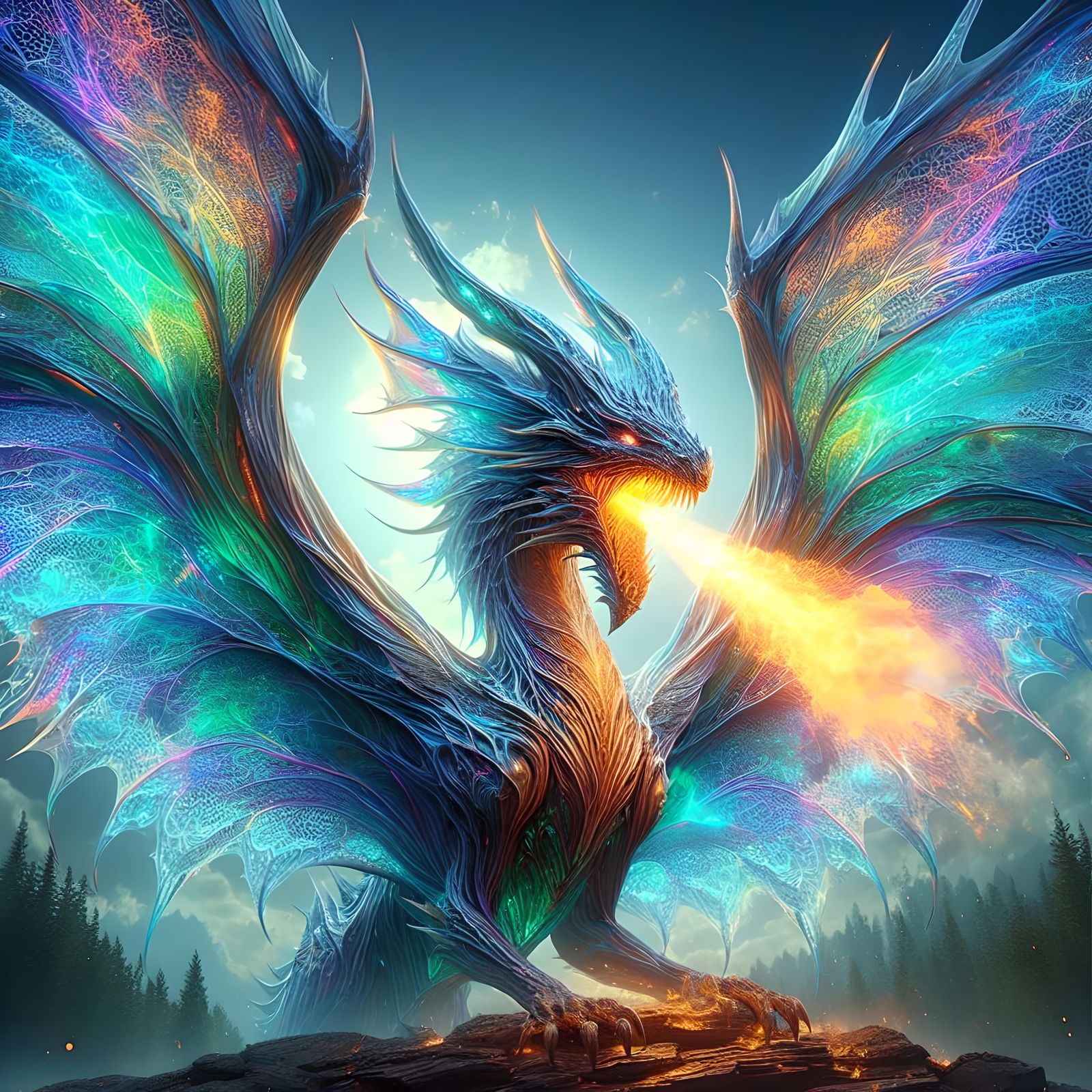 Dragon breathing fire 💚