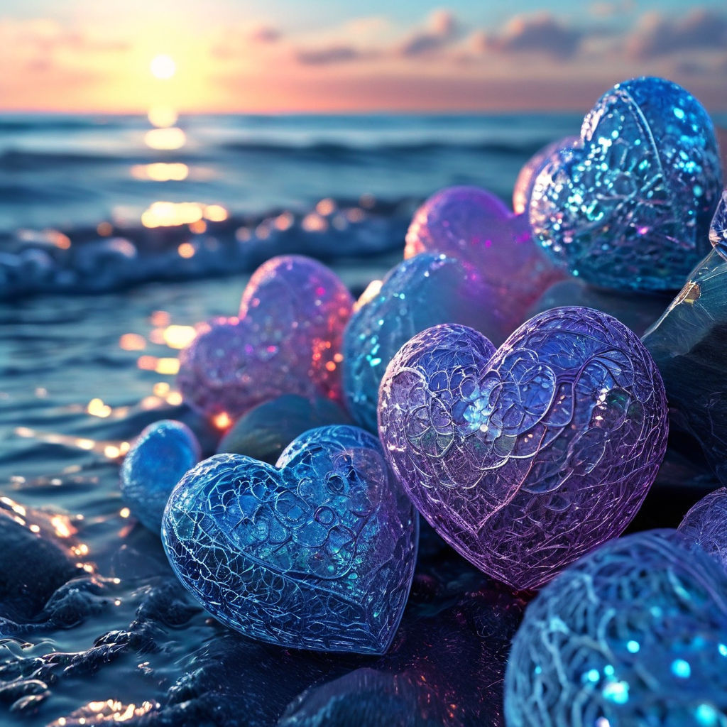 Hearts on the shore
