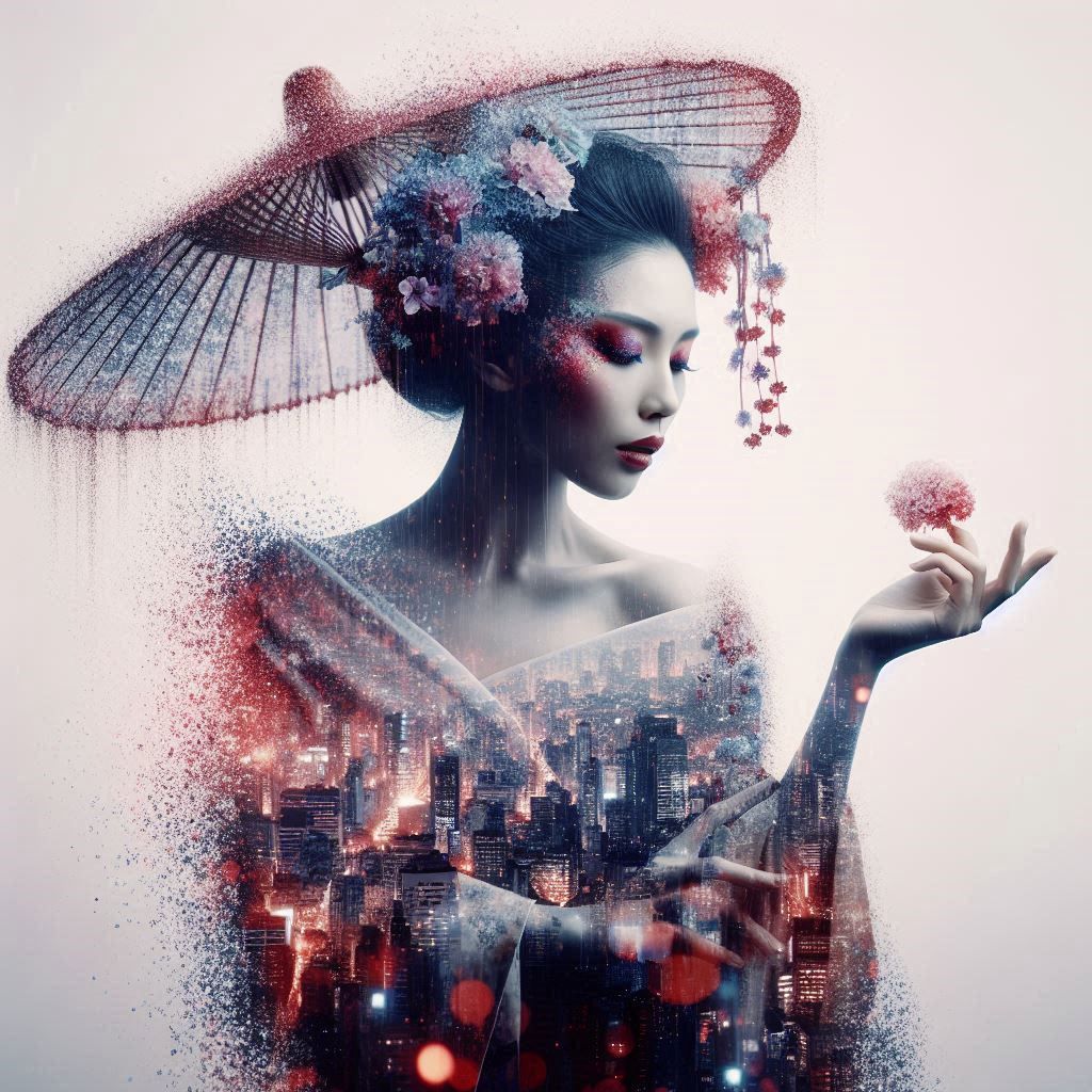 double exposure beautiful fantasy portrait landscape..