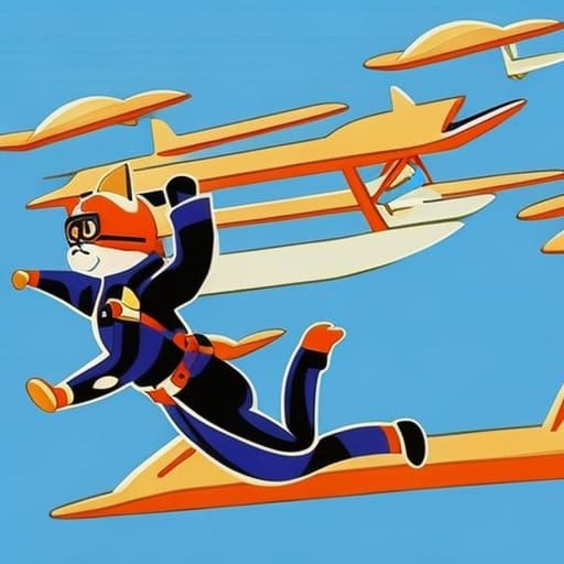 cartoon cat skydiving - AI Generated Artwork - NightCafe Creator