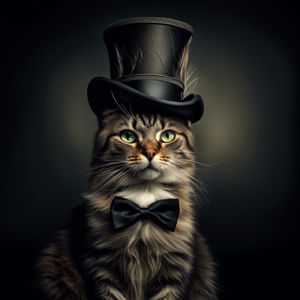 A cat wearing a little top hat - AI Generated Artwork - NightCafe Creator