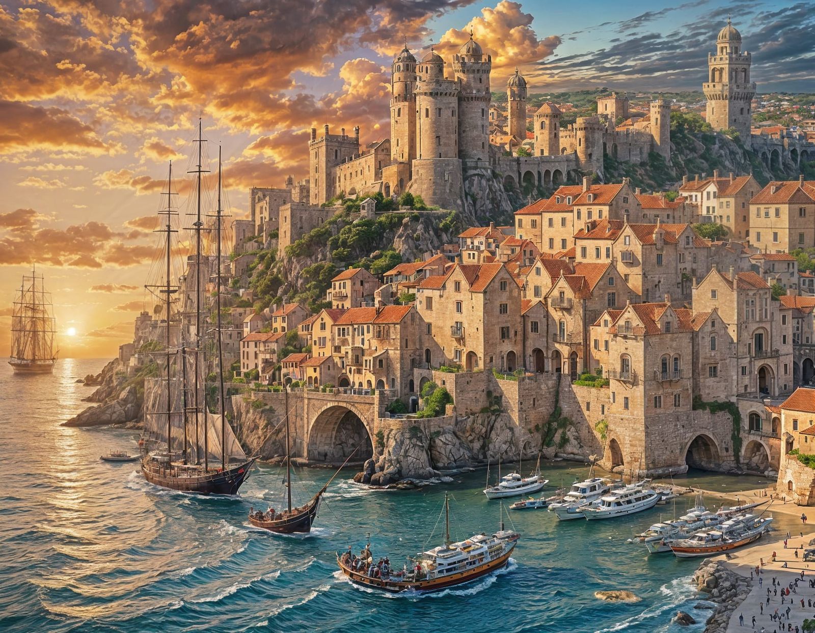 17th Century Coastal Fortress at Golden Hour Sunset