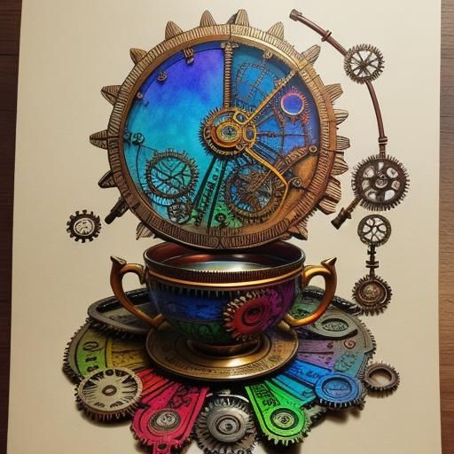 trees Vivid colors steampunk dreams gear dream  catchers, ge...