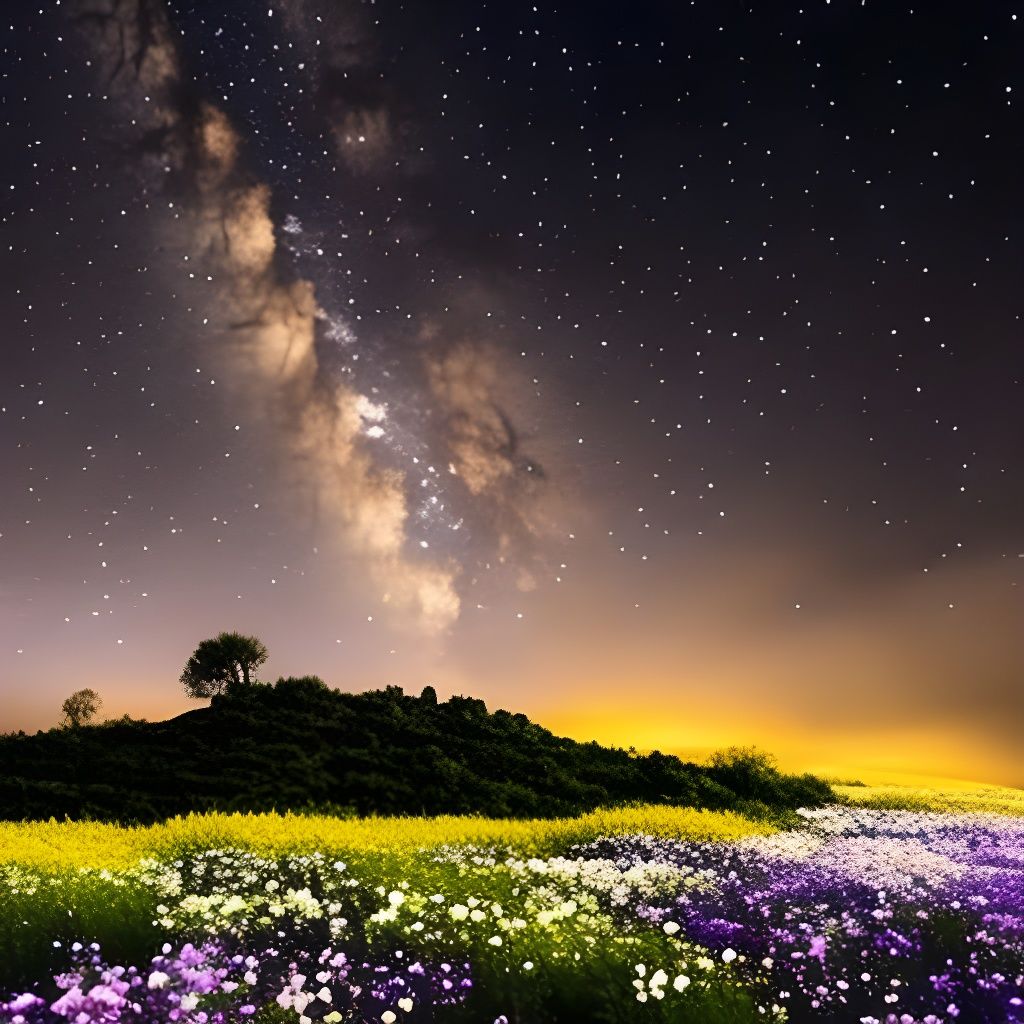 A night sky above a flowery land