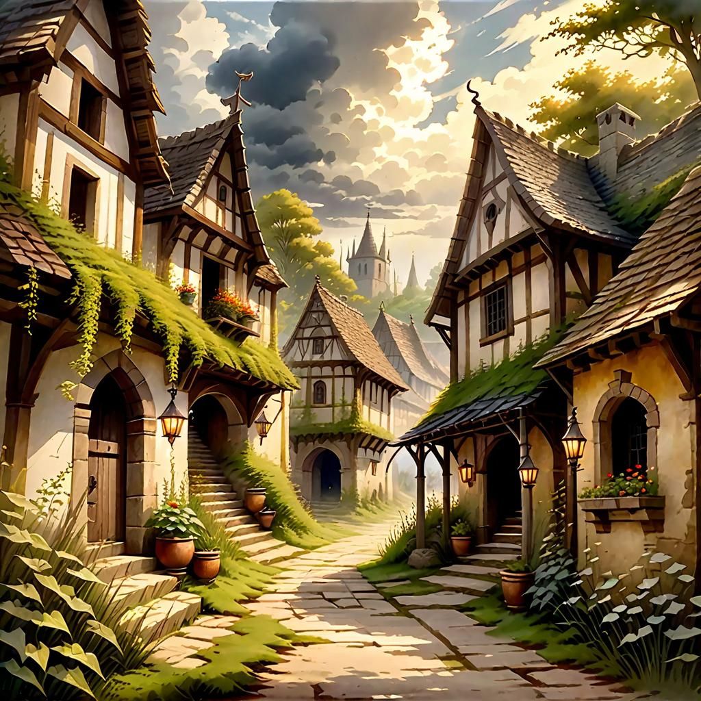 ancient village - AI Generated Artwork - NightCafe Creator