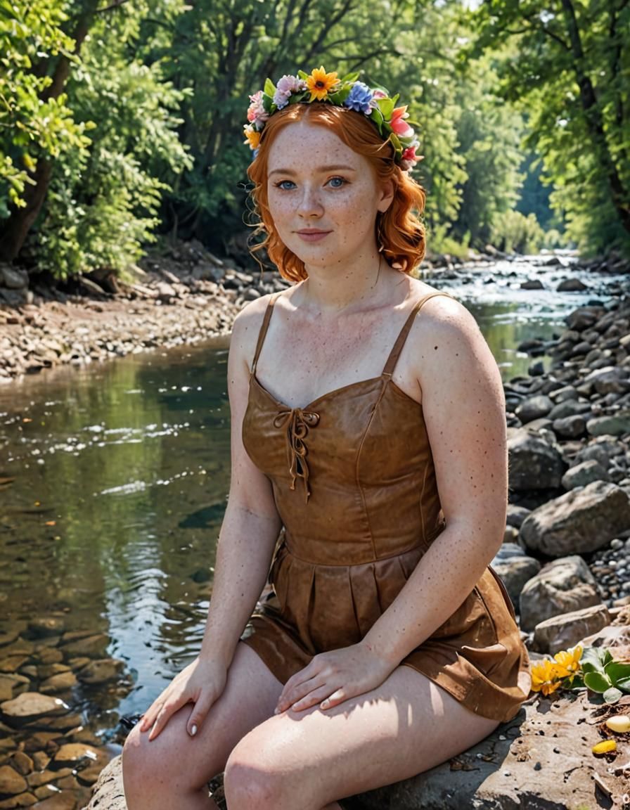 Sweet woman in river