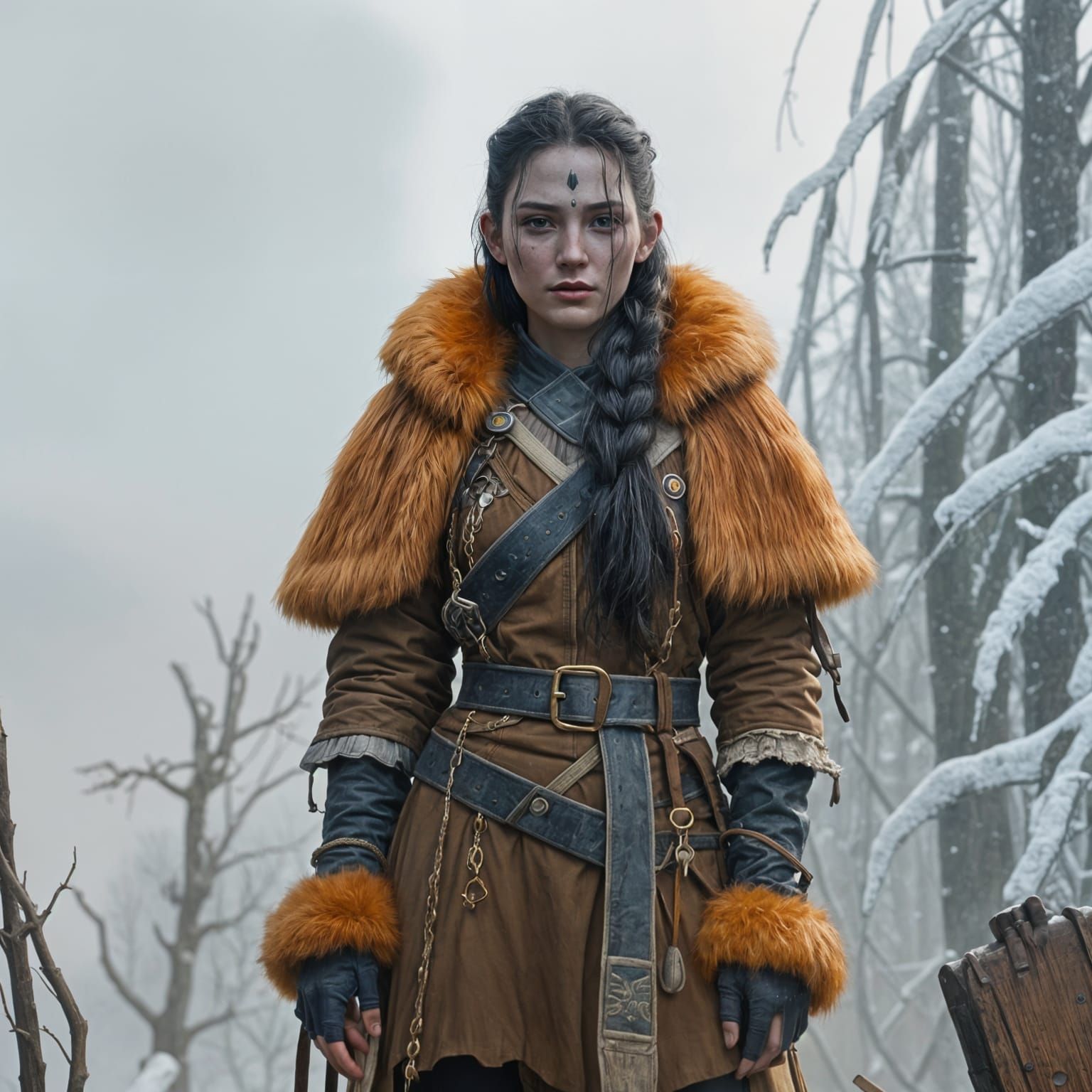 A giant traveler girl in the steppes of Kombutcha