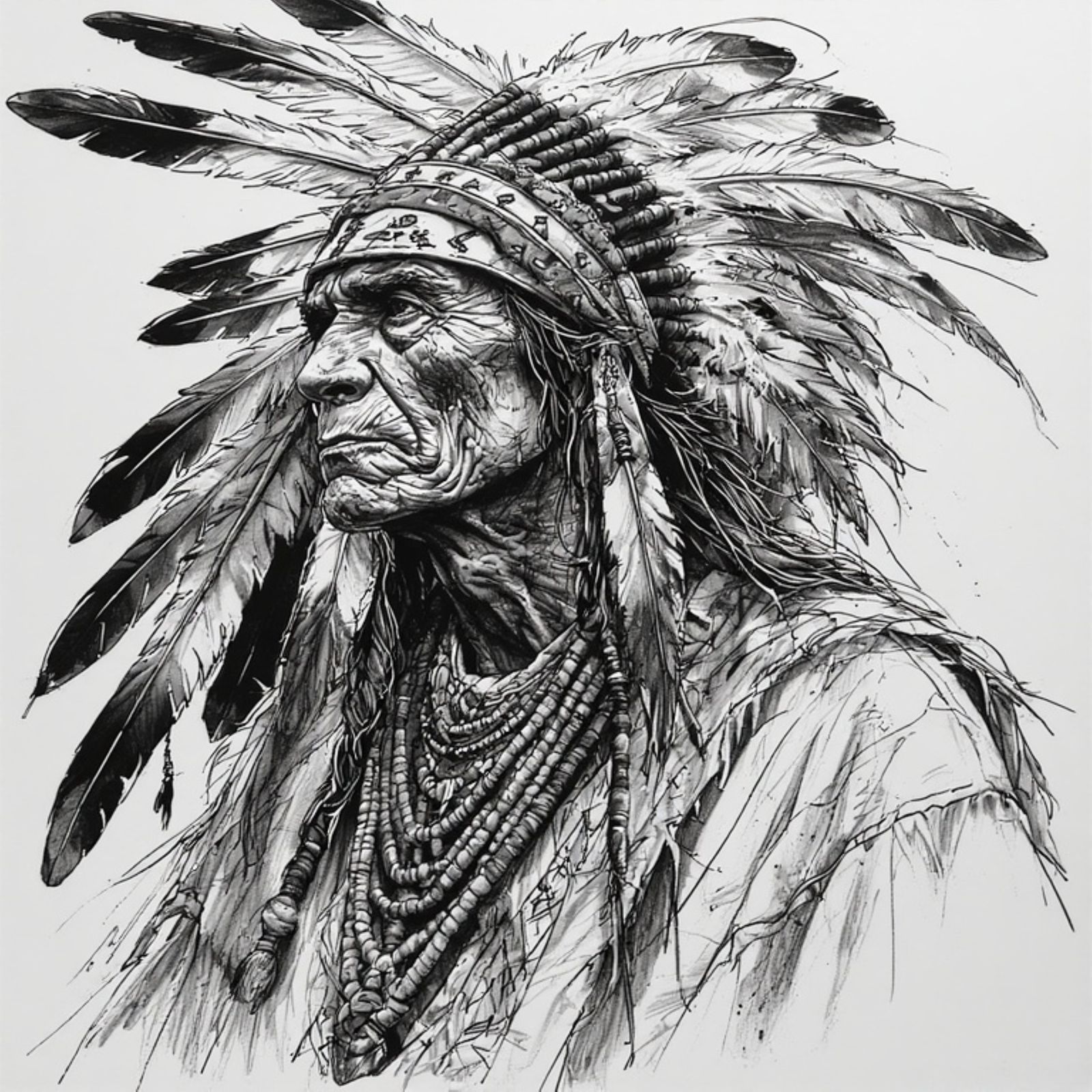 An elderly Native American chief