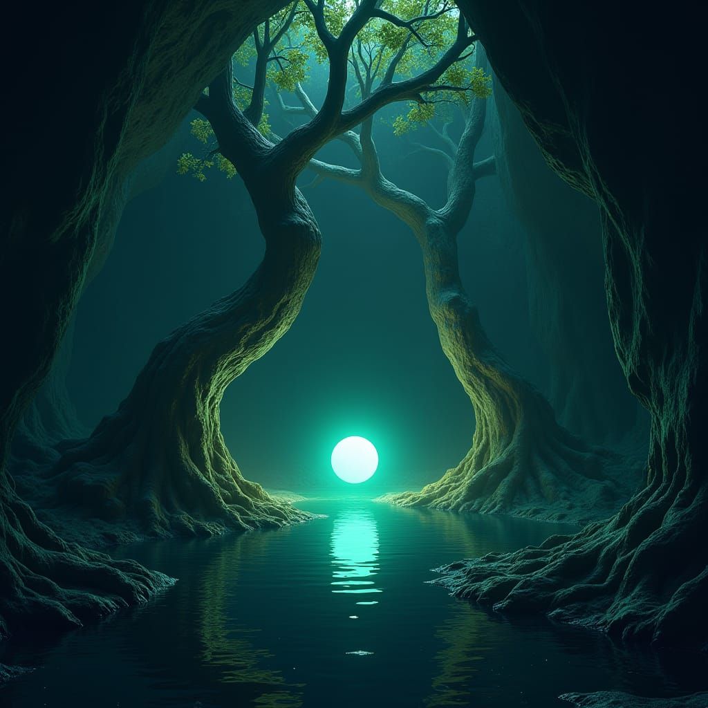 shrine of gods with glowing walls