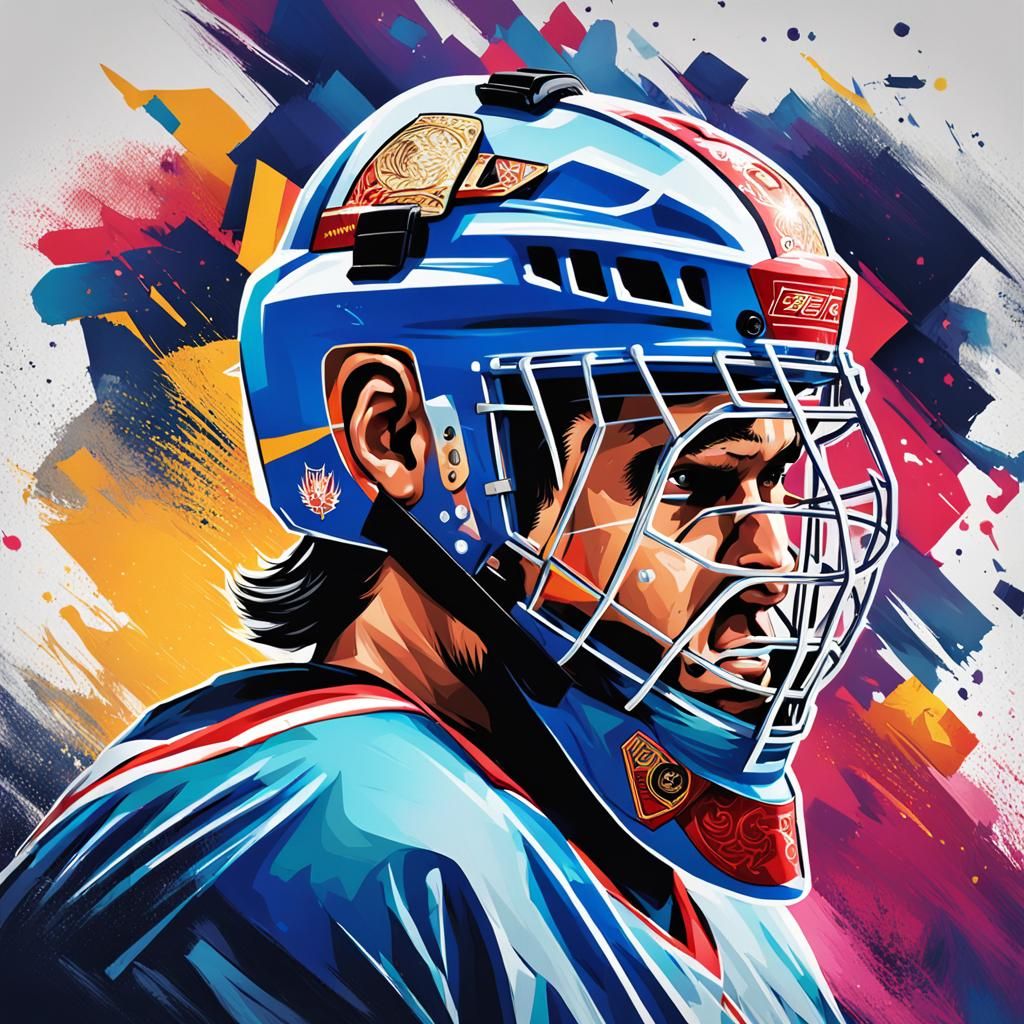 Elvis Merzlikins abstract hockey goalie poster - AI Generated Artwork ...