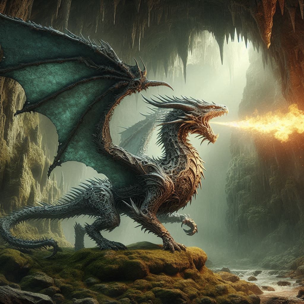 Metal Dragon breathing fire 2