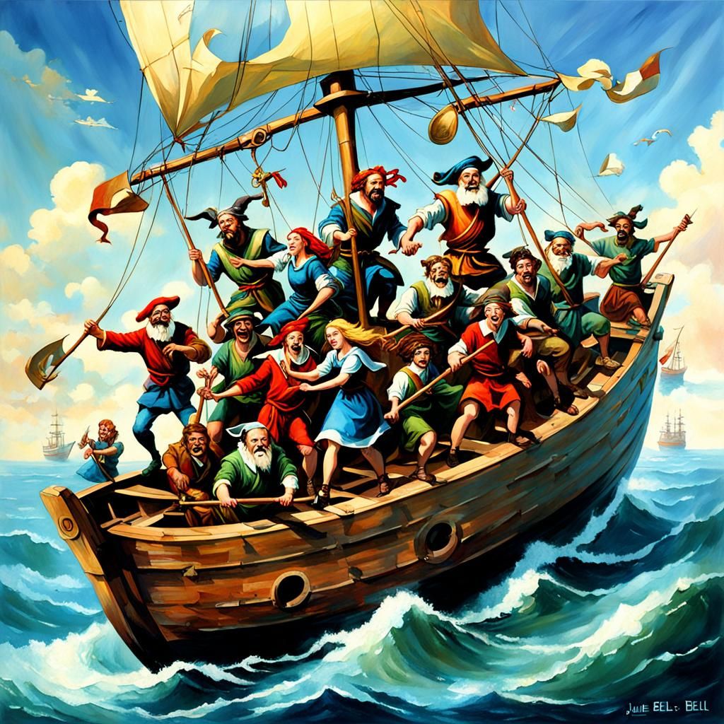 The Ship of Fools in the Style of Julie Bell
