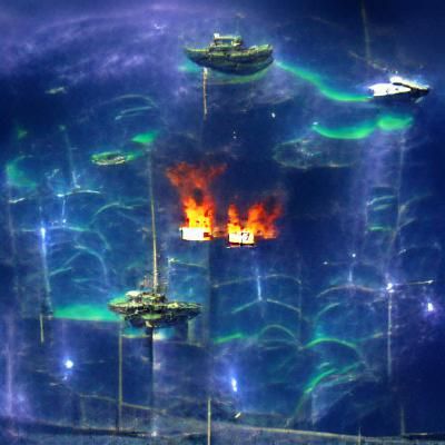 underwater spacestation on fire