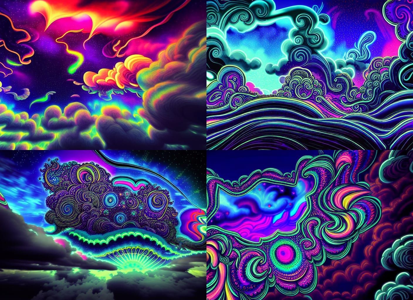 Dark Psychedelic clouds - AI Generated Artwork - NightCafe Creator