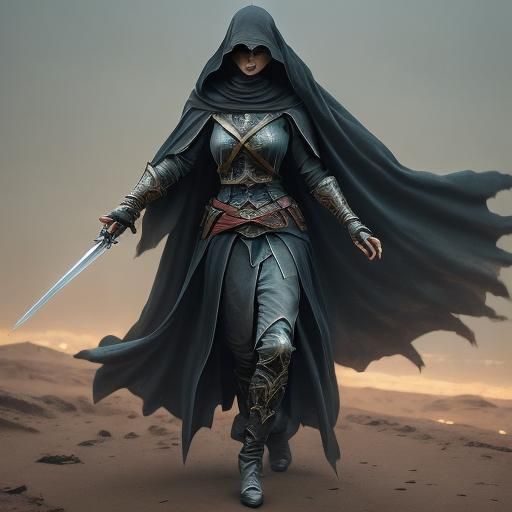 Elegant Assassin in Surrealist Style