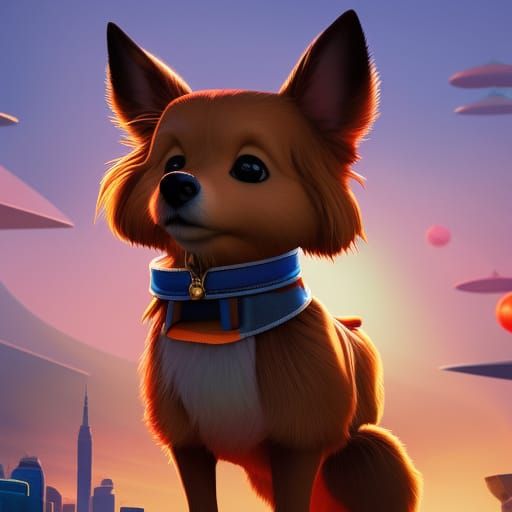 colorful full body shot of a cute anthropomorphic dog, with ...