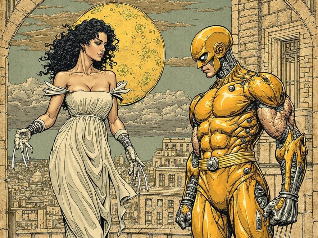 Cyborg Wolverine in Dark Fantasy Biomechanical Art