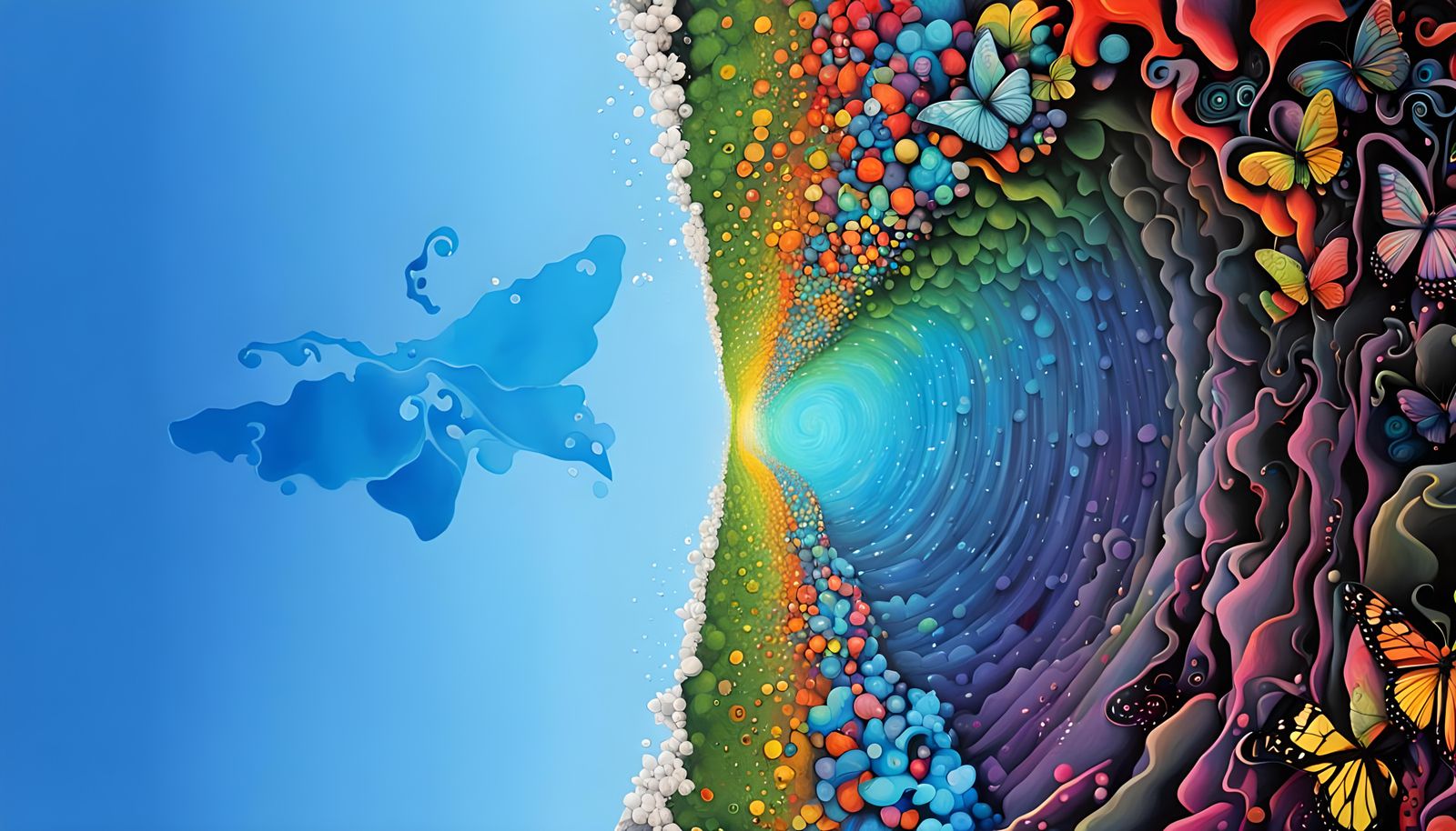 Butterfly, Anthropometric Flora intuitive hyper adaptive 3-manifolds, love inspired graffiti art, splash art, street art...