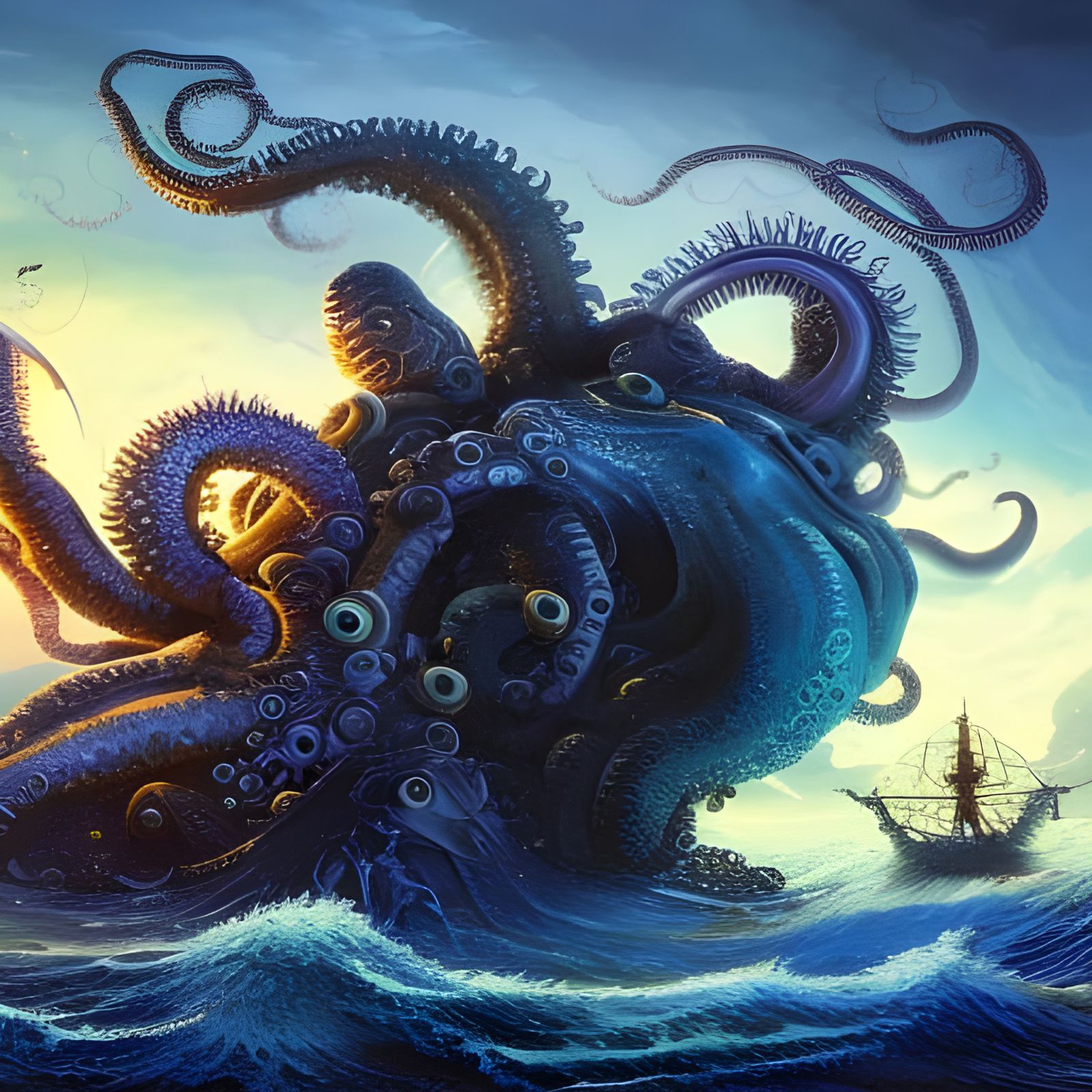 Hundred eyes Kraken!  by @Mysticus